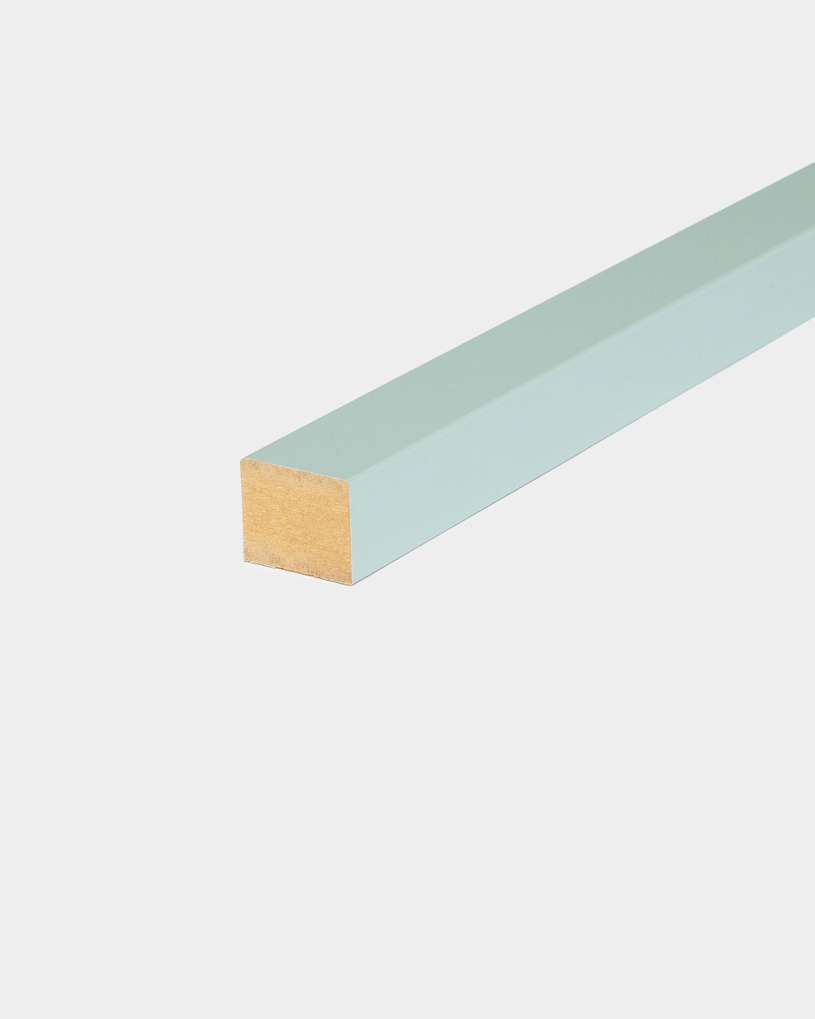WoodUpp End Lamella / Cloud, 2.2 cm light green wooden dowel, compatible with MDF frames or Akupanel acoustic panel installation. Nordic design accessory.